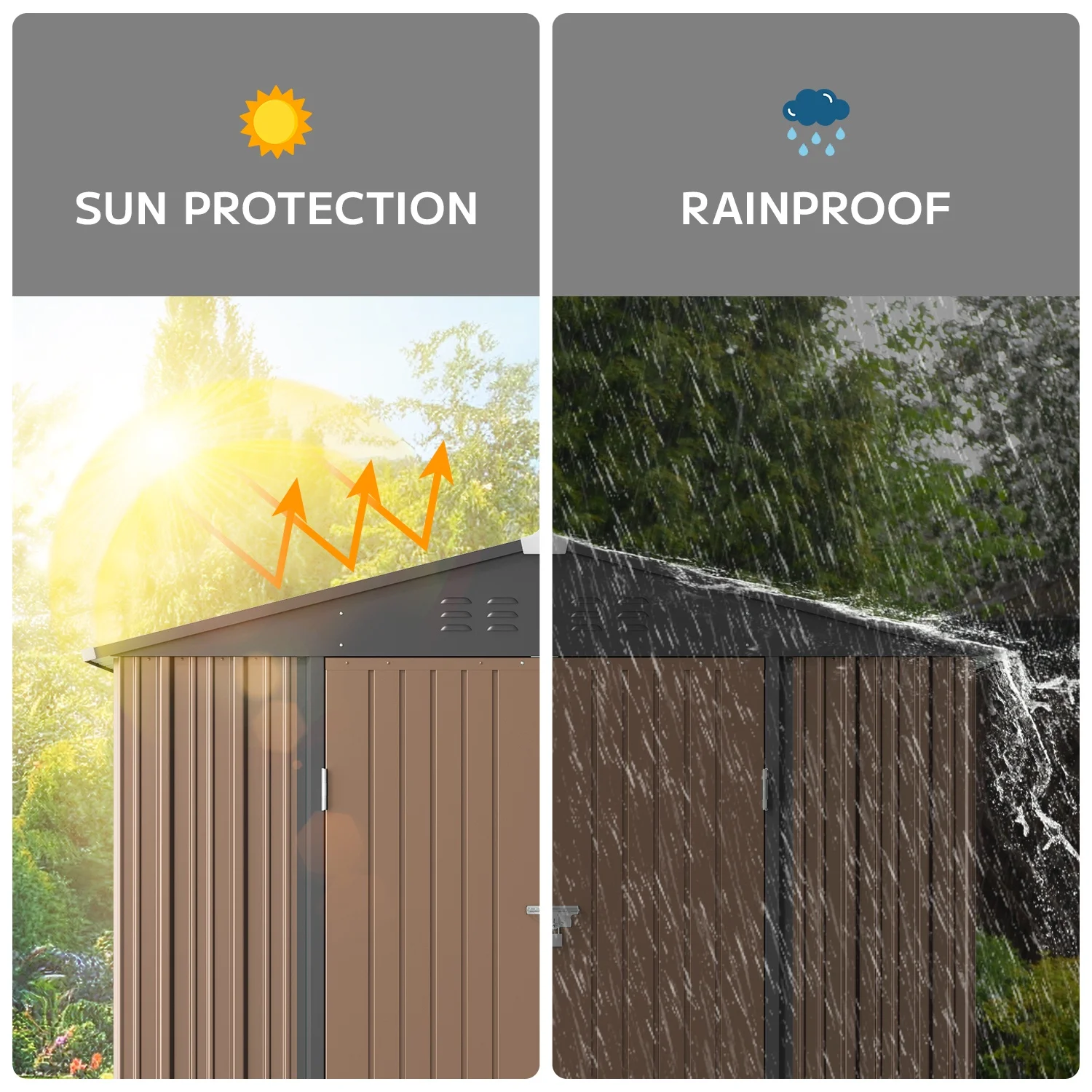 5'x3' Outdoor Storage Shed, Asofer Shed and Outdoor Storage Clearance, Weatherproof Tool Shed, Brown - Image 36
