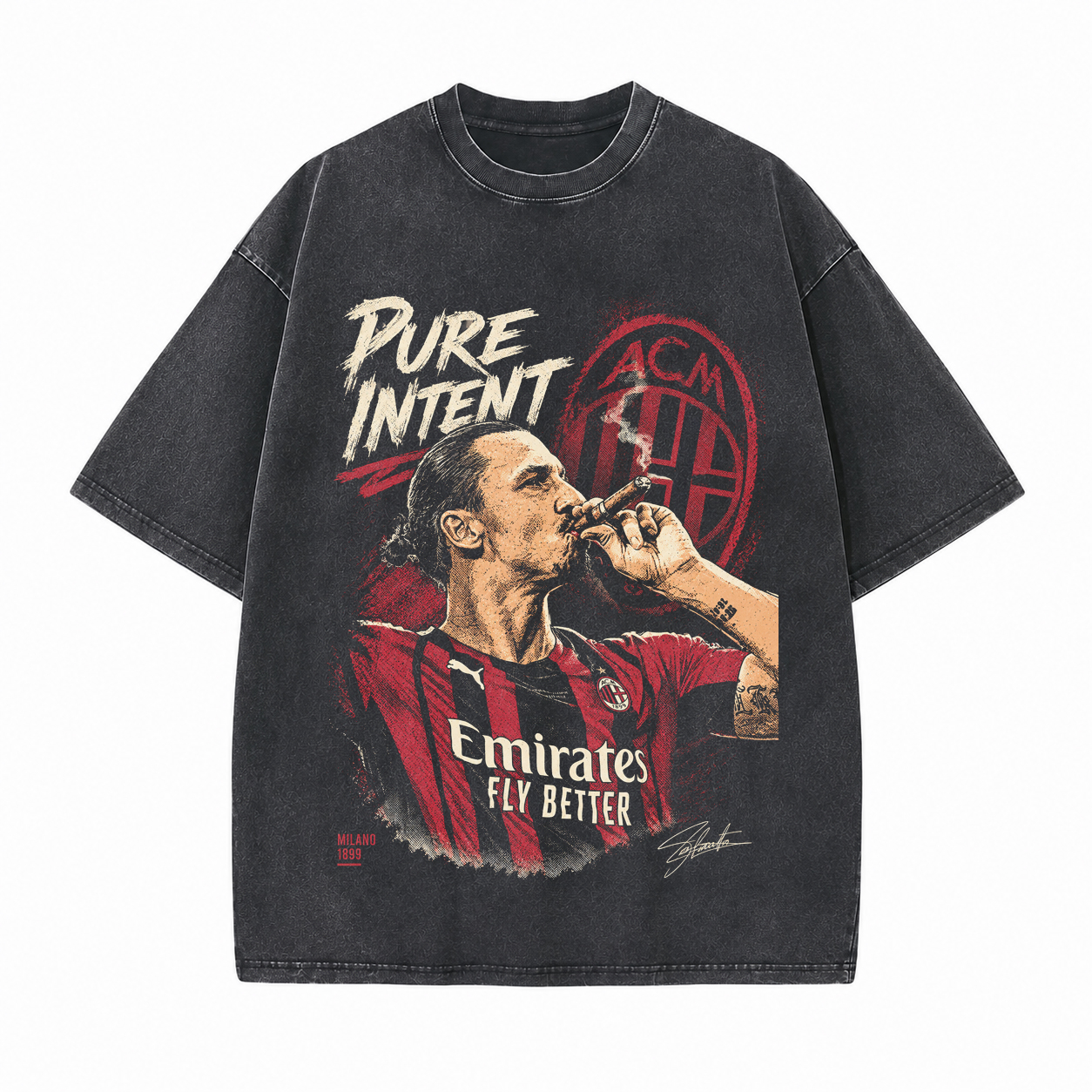 Smoking Cigar Celebration Football Player Printed Unisex Washed T-Shirt