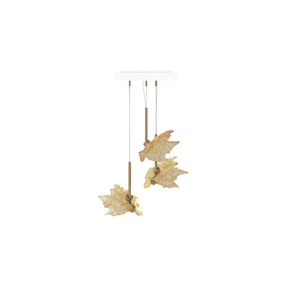 LIANE CHAMPS-ÉLYSÉES, PETIT MODÈLE 3 FEUILLES - CRISTAL INCOLORE LUSTRÉ OR, FINITION DORÉ SATINÉ