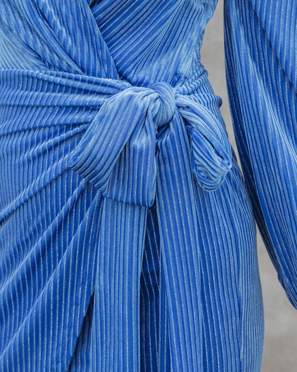 Martina Plisse Velvet Mini Dress - Blue - Se7enfashion