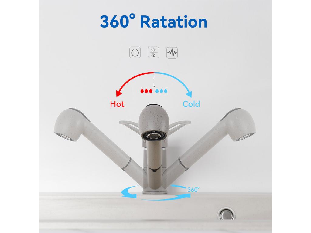Fregadero Cocina 1 Bandeja 74*44*20CM 304 Inox,con Sifón y Trop-Plein+Grifo Cocina con Ducha Extraíble 2 Jets,Agua Fría y Caliente,Gris
