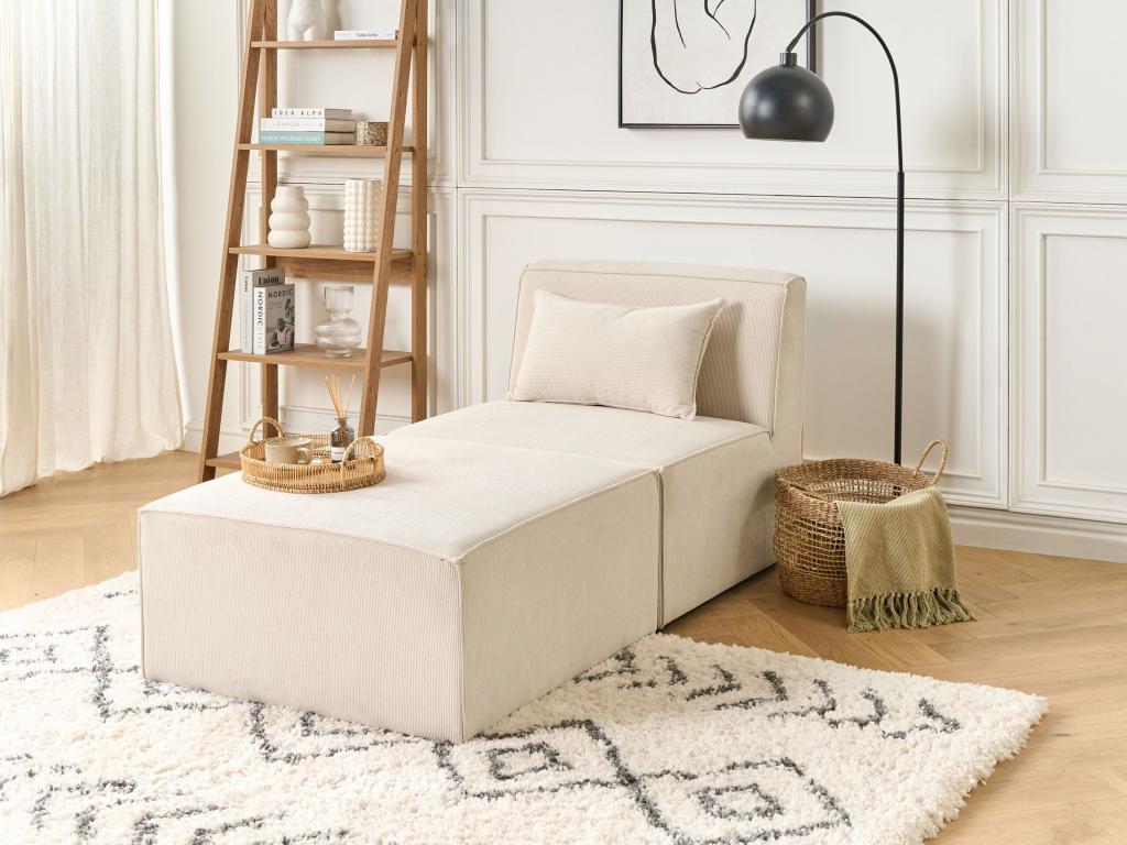 Chaise longue de pana beige LEMVIG