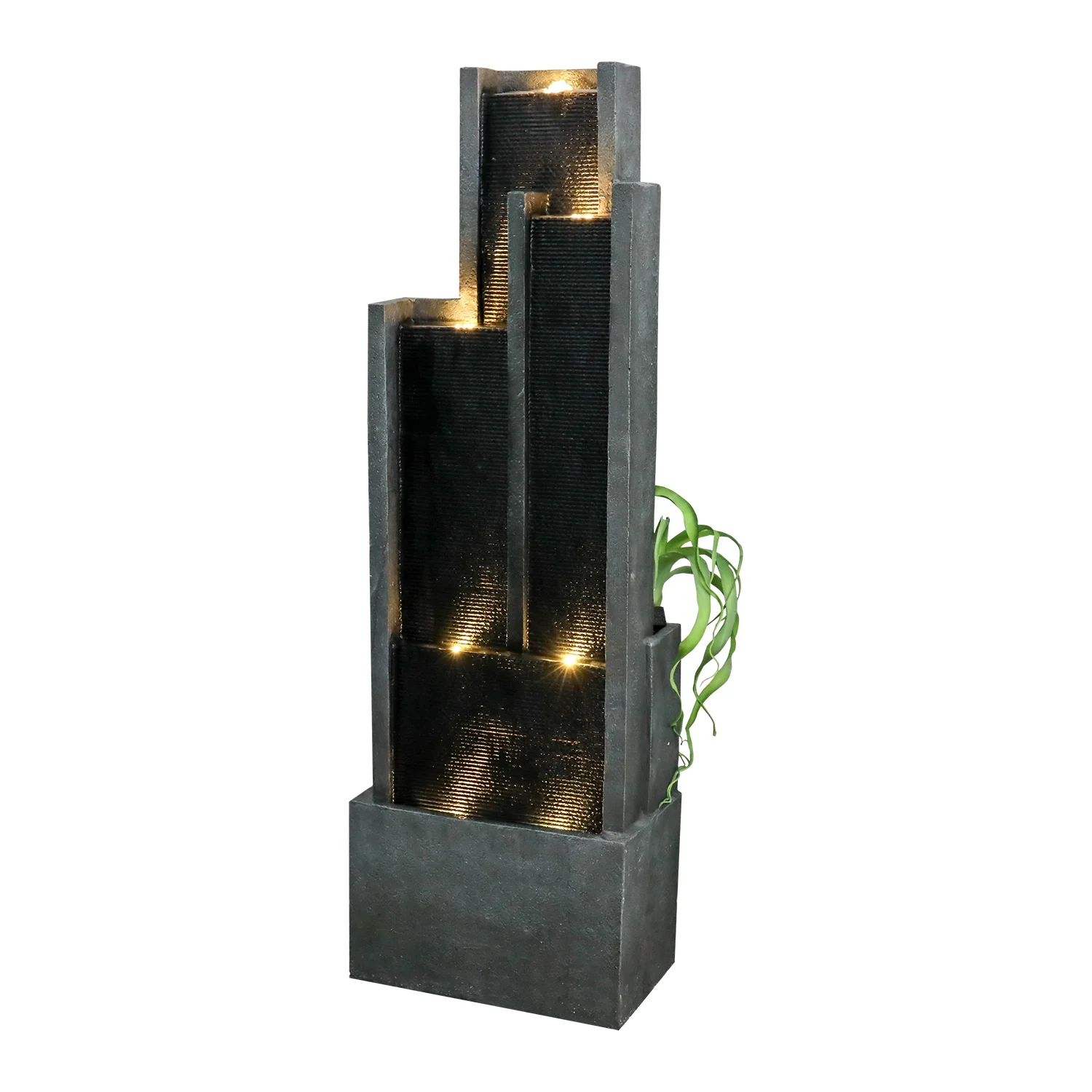 4-Tier Water Fountain with LED Lights - 50.7" H Waterfall Fountain Indoor Outdoor Water Feature for Home, Patio, Garden - Image 9