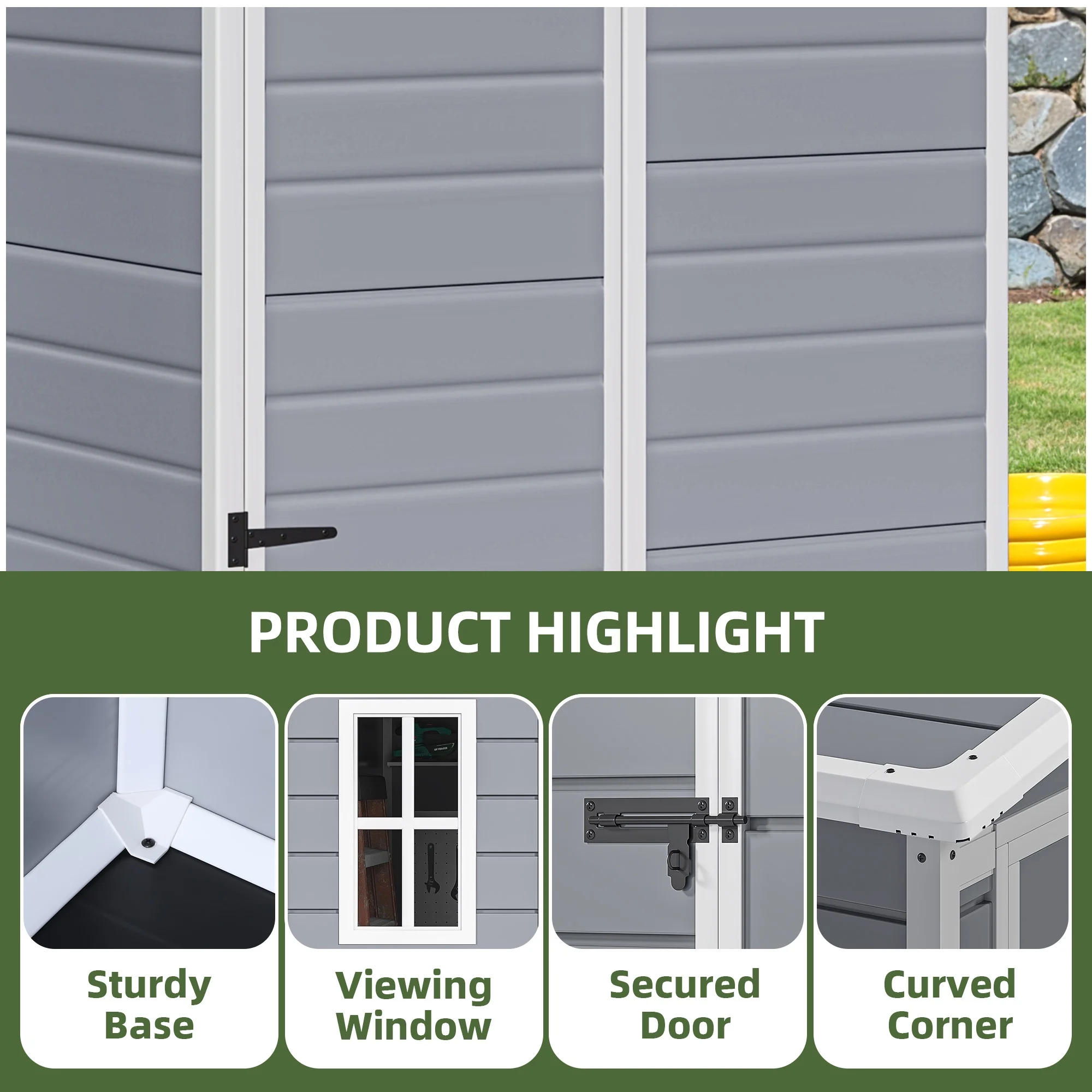 Uforic Resin Outdoor Storage Shed, 5x3 FT with Floor All-Weather Resin Storage Shed with Lockable Door & Window, Waterproof - Image 3