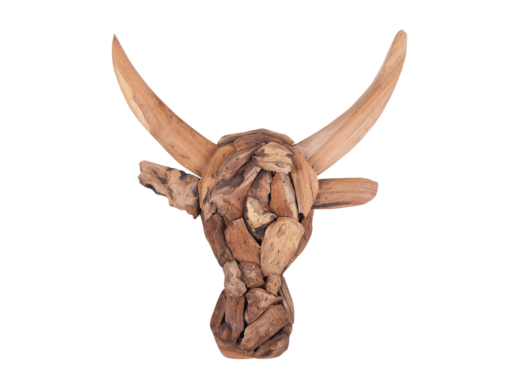 Figura de pared BULL HEAD Madera clara
