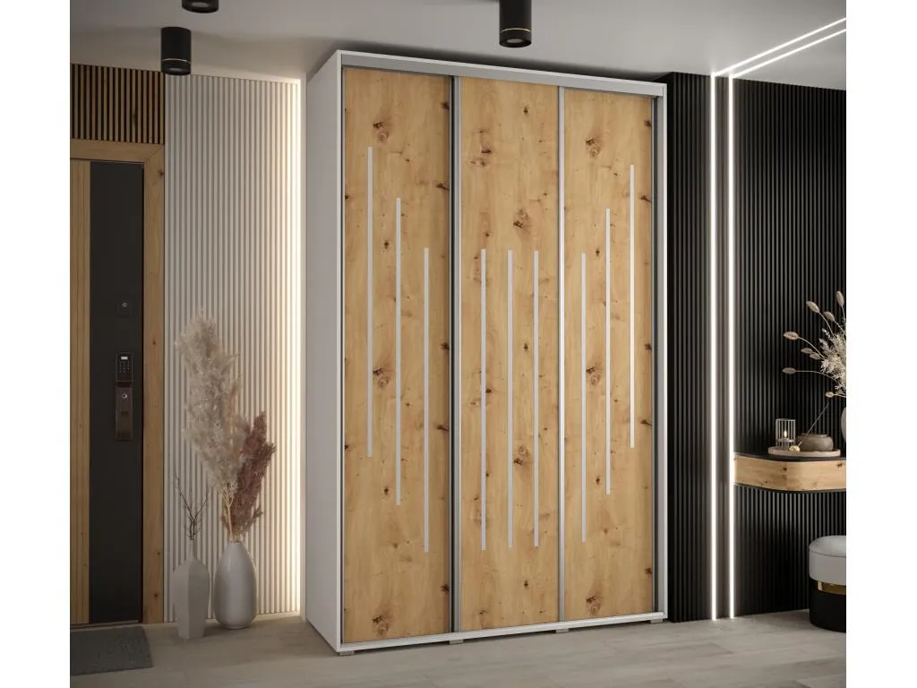 ARMARIO Prietocasa 8 DE PUERTAS CORREDERAS 235.2/150/60 3 puertas (Blanco/Artisan/Plata)