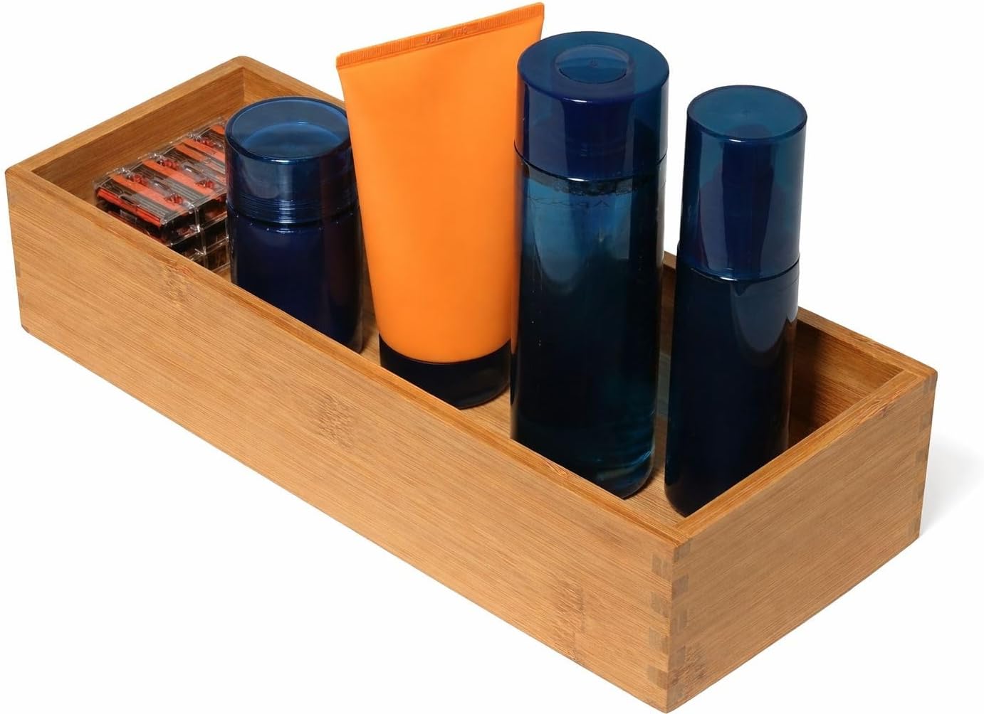 Lipper International Bamboo Utensil Holder Storage Box for Cooking Tools, Makeup, or Office Supplies, 5