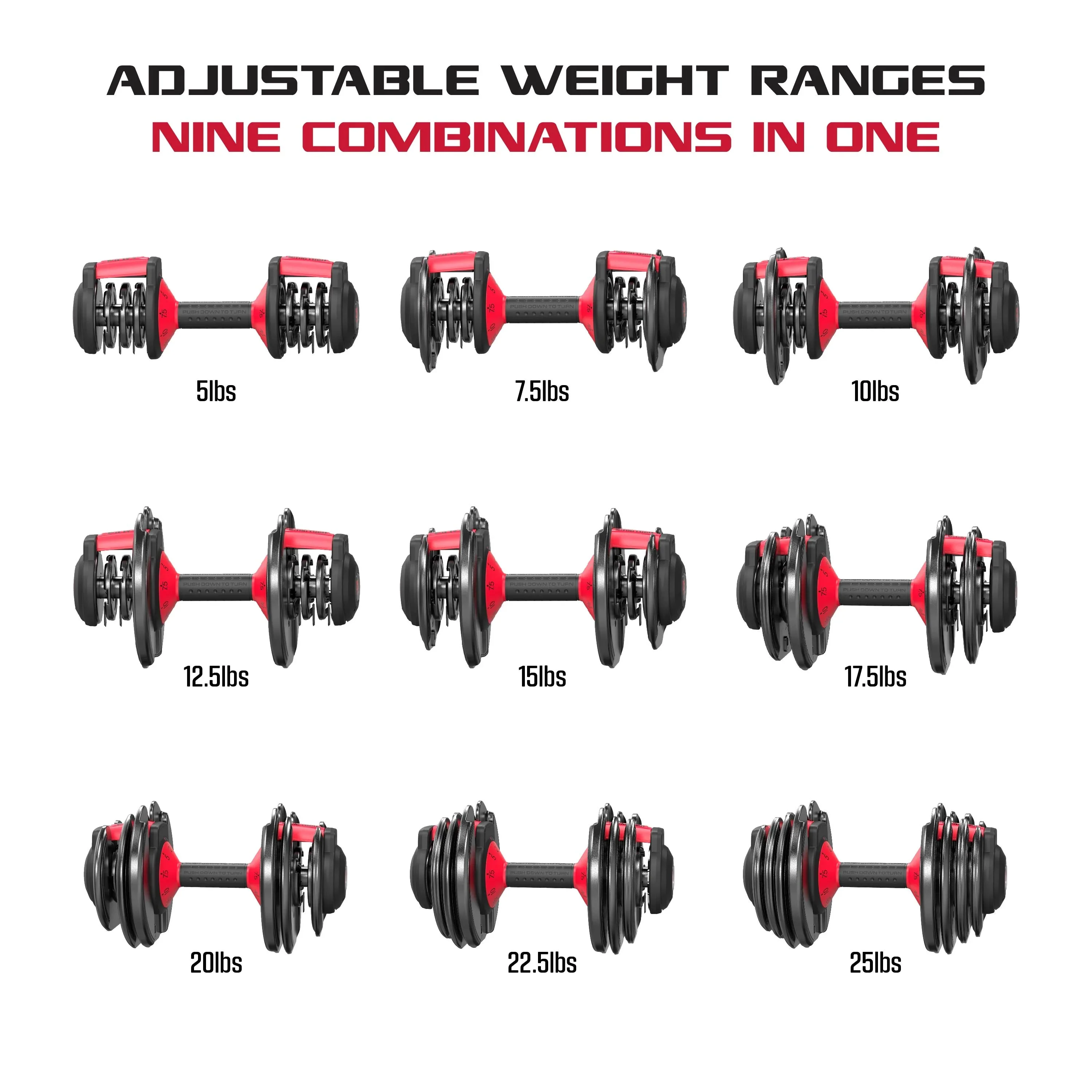 FitRx SmartBell Adjustable Dumbbell Set, 2-Pack, 25lb, 9-in-1 Quick-Select Weights, 2.5lb Increments - Image 10 FitRx SmartBell Adjustable Dumbbell Set, 2-Pack, 25lb, 9-in-1 Quick-Select Weights, 2.5lb Increments - Image 10