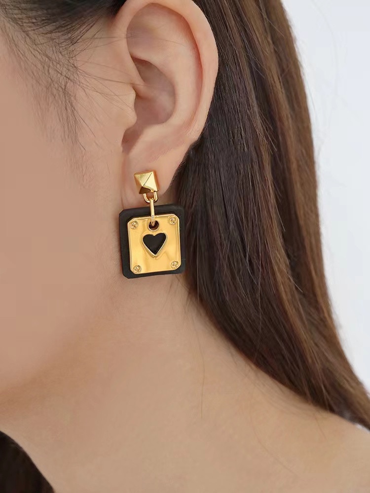 Hermes Cowhide Leather Square Tag Earrings - Original Replica Club