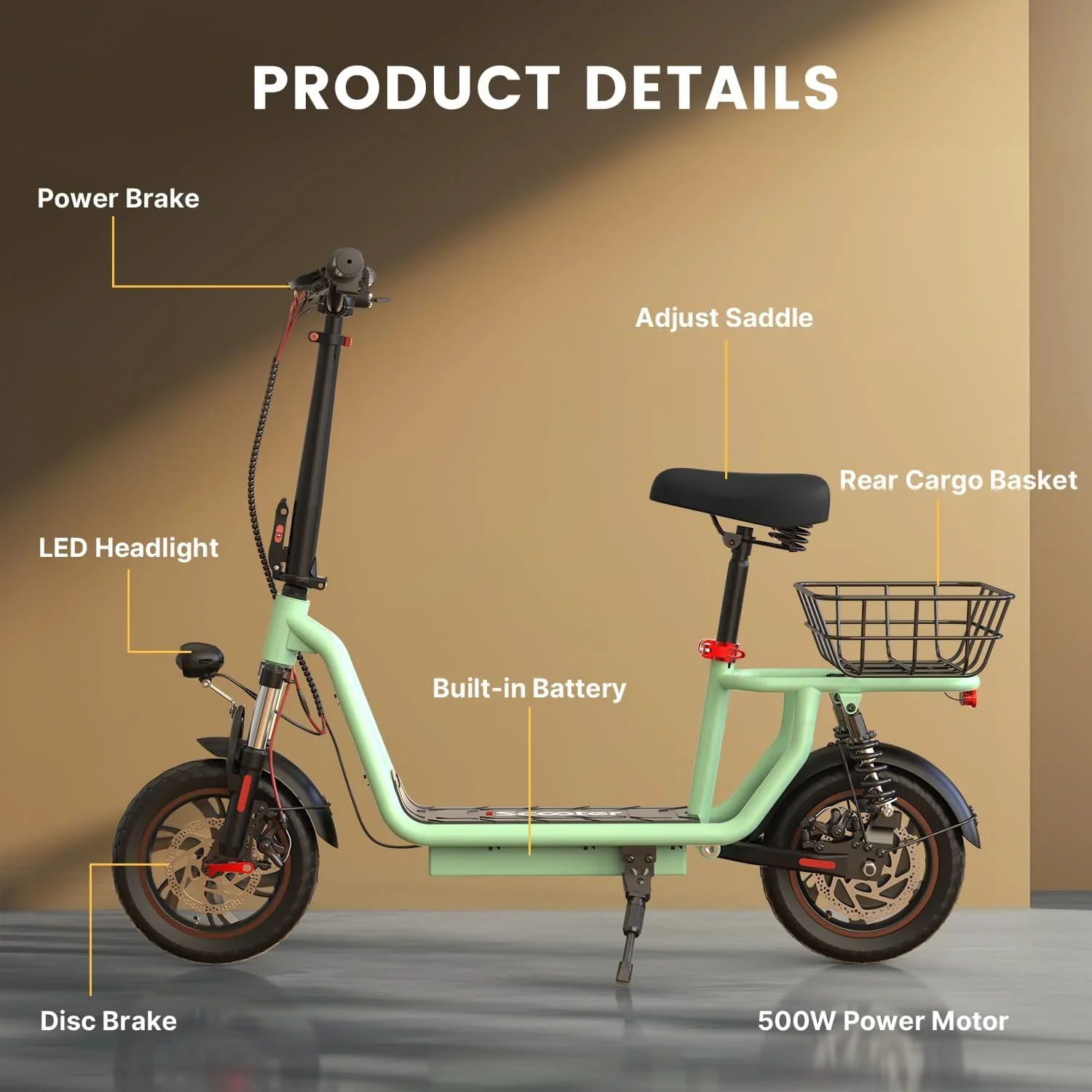 iScooter electric scooter with seat 28/19/15.6 mph top speed dual suspension scooter