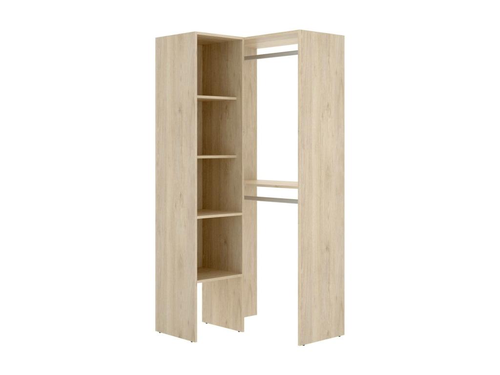 Armario Cozetiq - Estructura para vestidor de esquina - Perchero de esquina abierto - 79x88h186 cm - Roble
