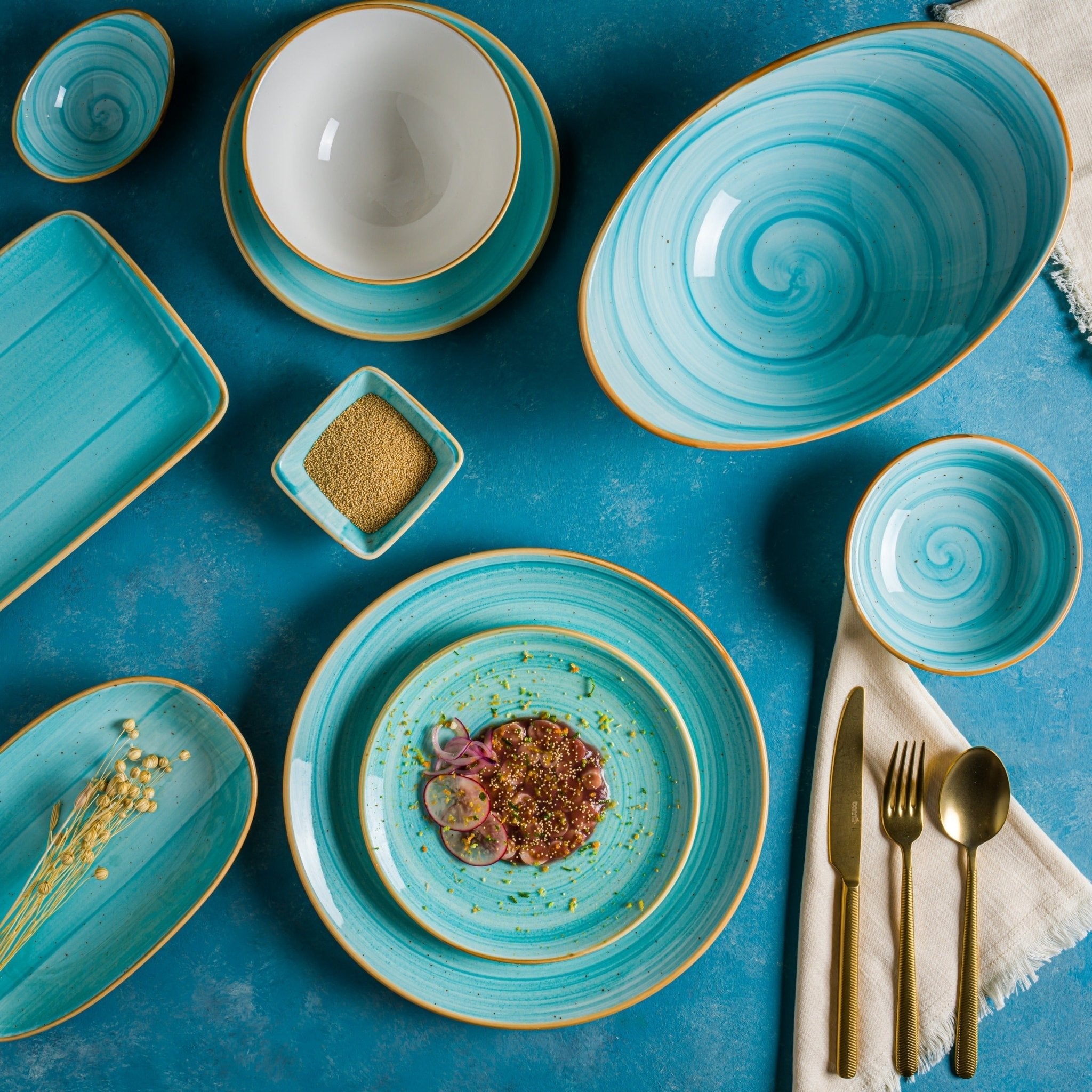 Bonna Kommetje - Aqua - Porselein - 16 cm (400 cc) - set van 6