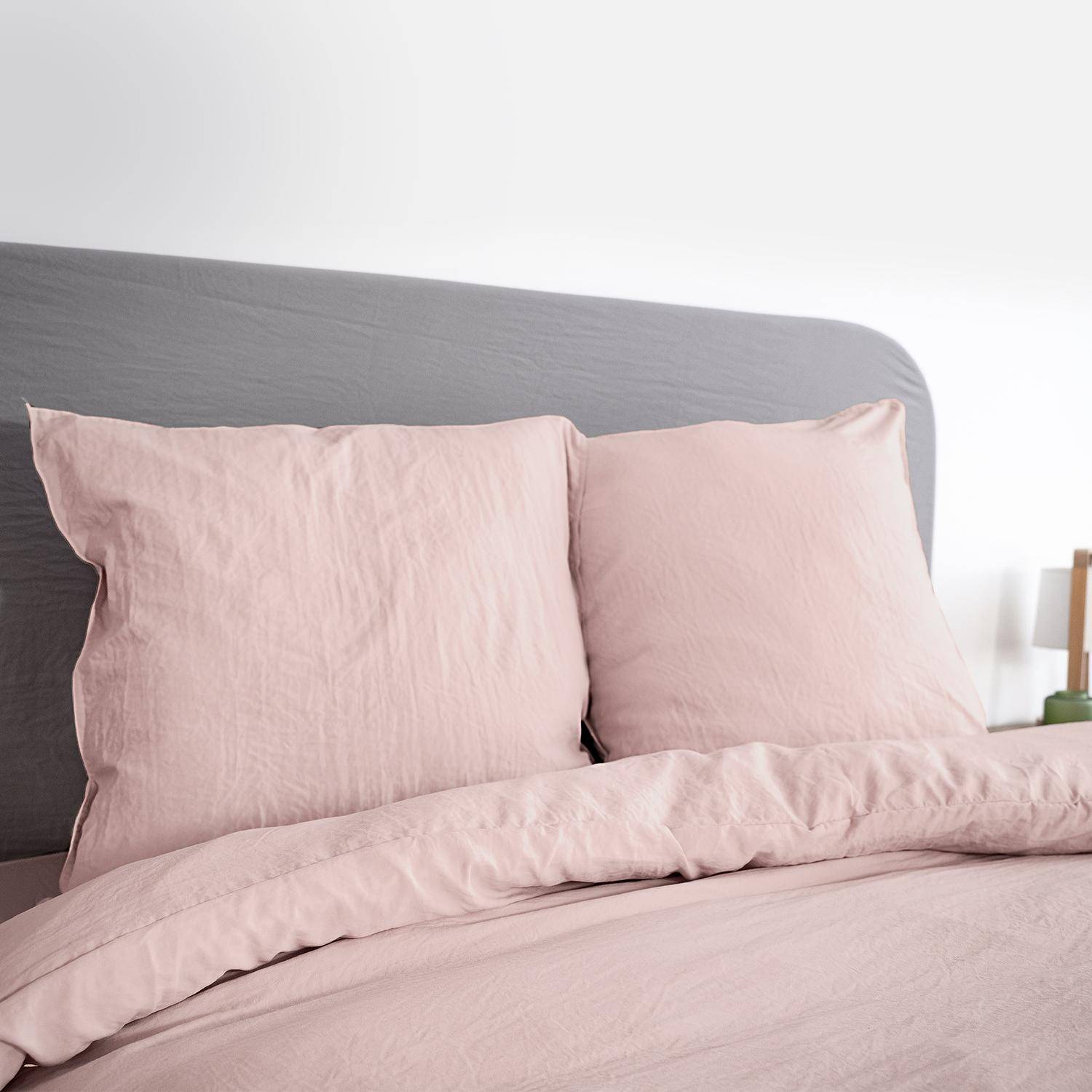 Luna - Ropa de cama de microfibra lavada color rosa, 2 plazas
