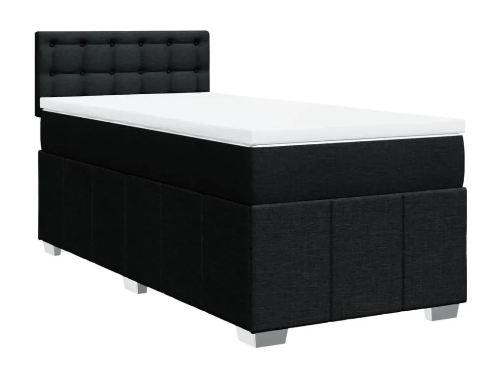 Cama box spring con colchón tela negro 90x200 cm hwh3519045