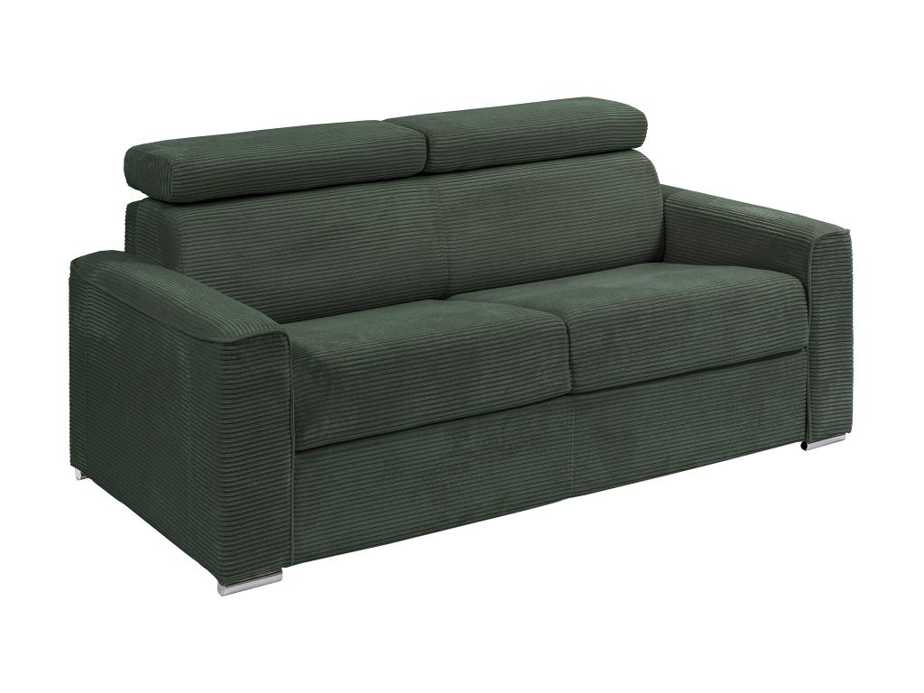 Sofá cama de 4 plazas de pana verde - Medida de dormir 160 cm - Colchón de 14 cm - Decocasaes 10661qqkm