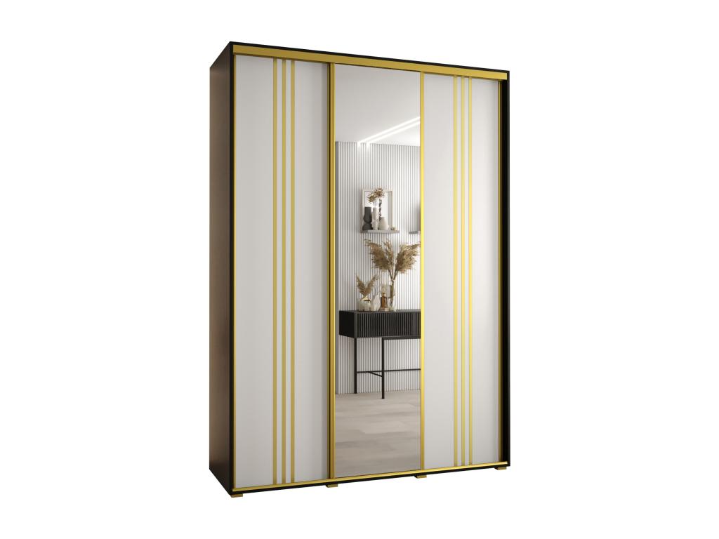 ARMARIO DAVOS 7 DE PUERTAS CORREDERAS 235,2/180/60 3 puertas (Negro/Blanco/Oro)