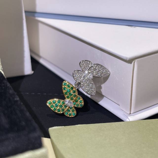 VCA Full Diamond Two Butterfly Between the Finger Ring - Original Replica Club