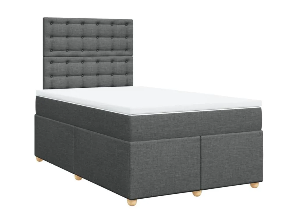Cama box spring con colchón tela gris oscuro 120x190 cm iko3522391