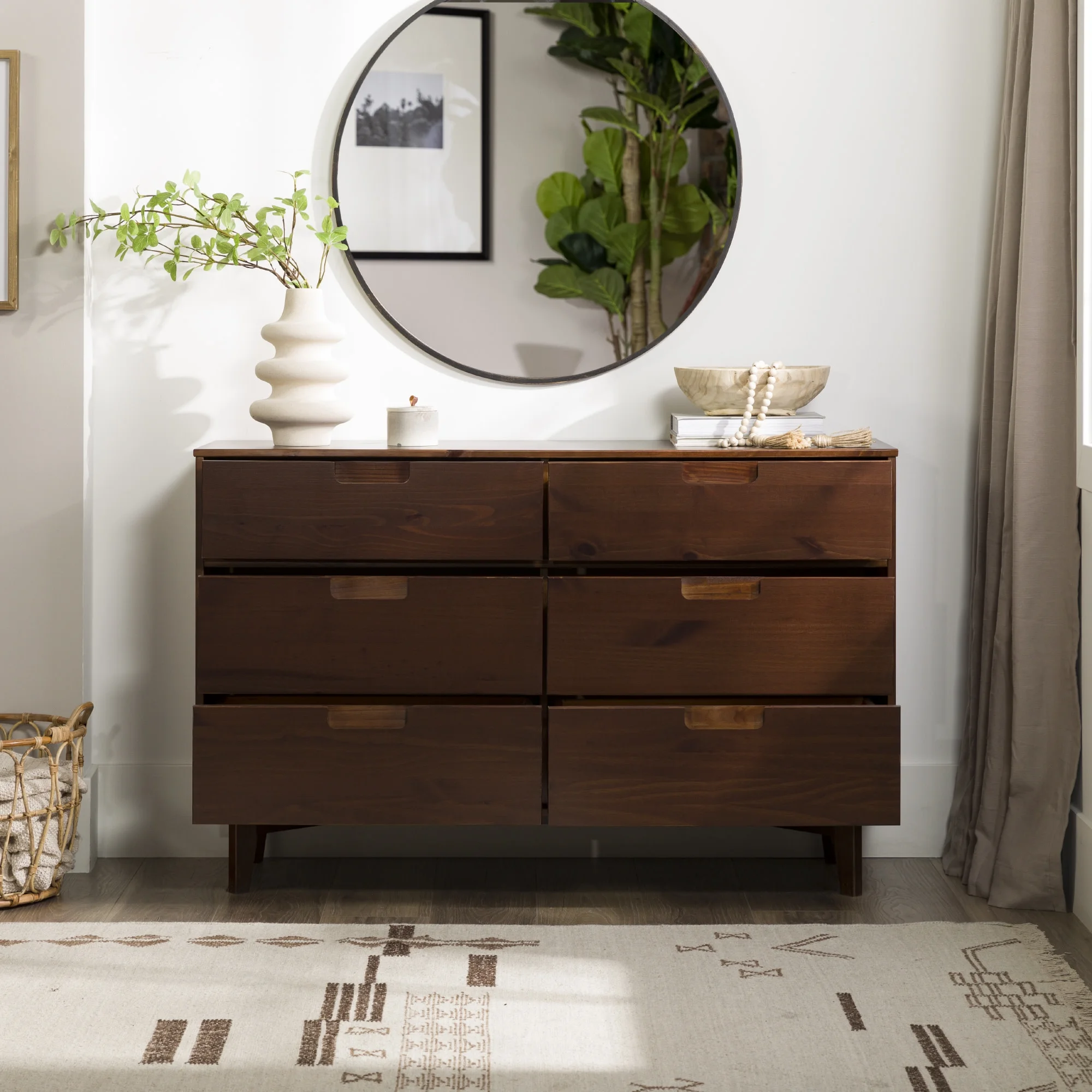 Walker Edison Sonoma 6-Drawer Solid Wood Caramel Dresser - Image 35