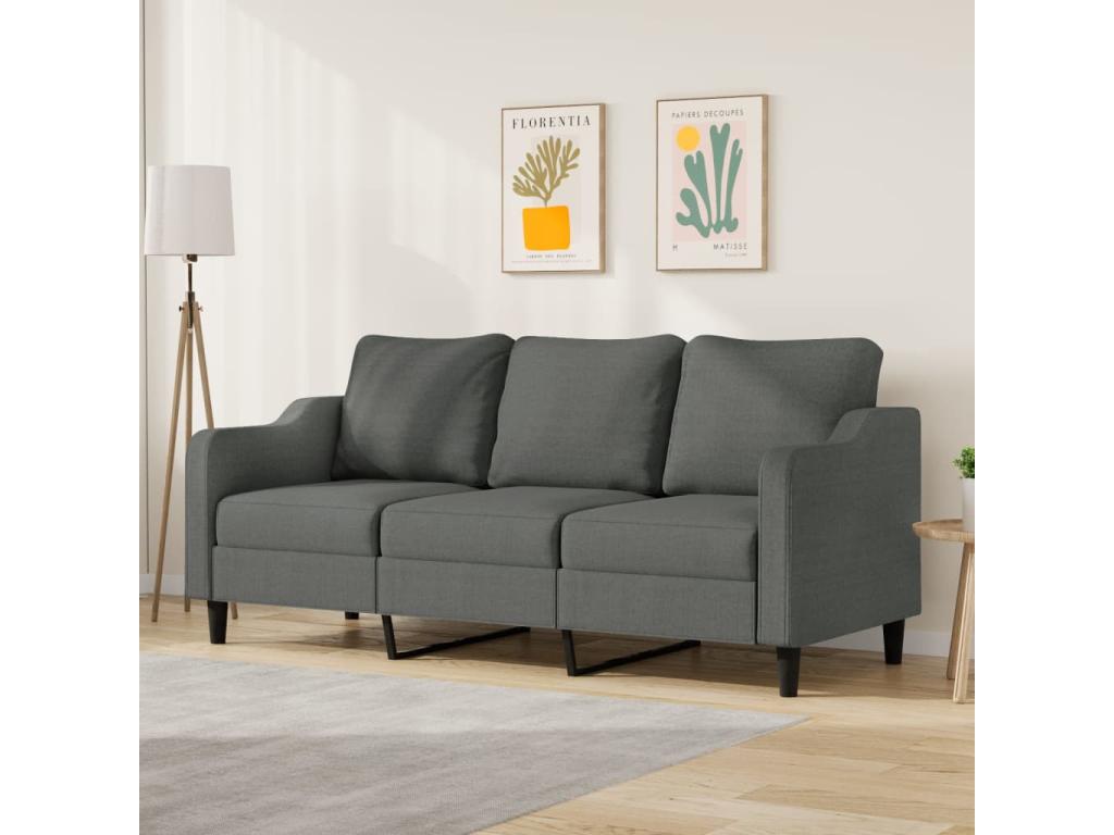 Sofá de 3 plazas de tela gris oscuro 180 cm - SLhLUZ1279bC