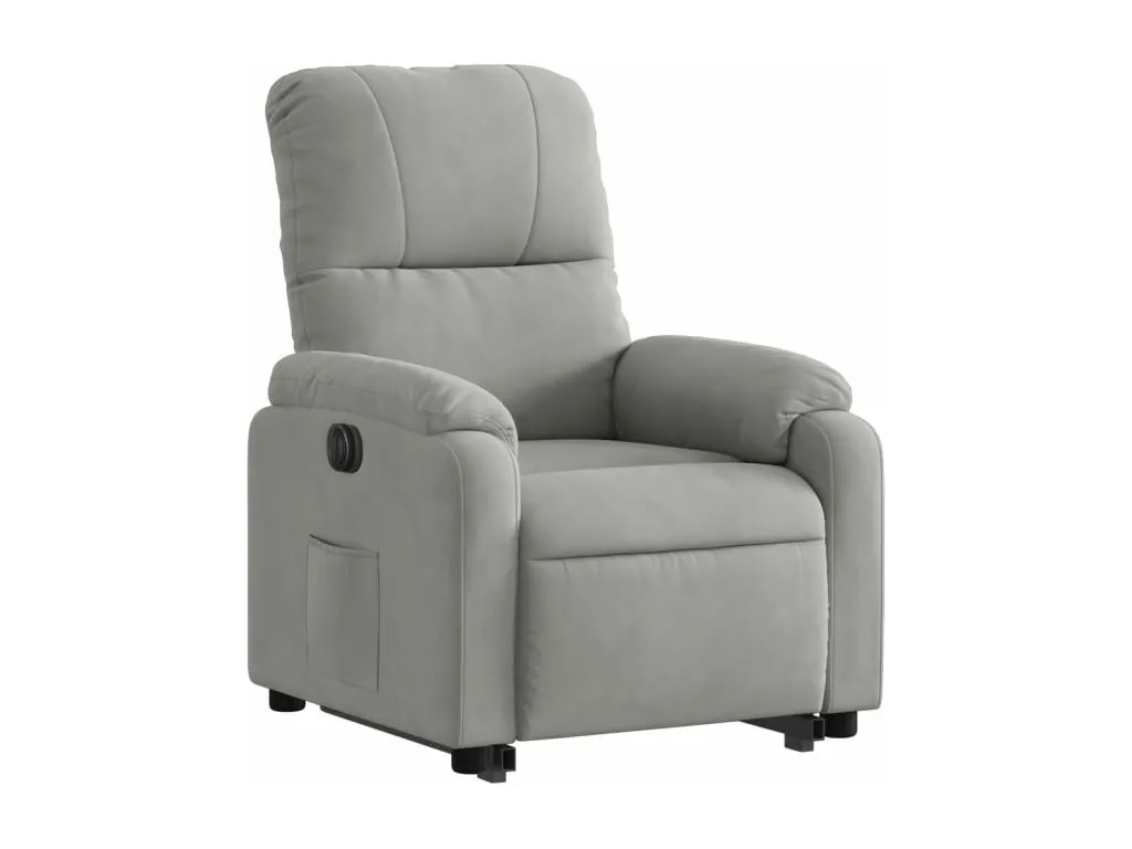 Sillón eléctrico reclinable elevable en tela microfibra gris claro. yei3661784