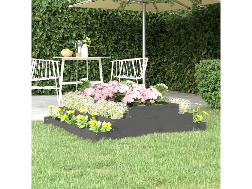 Jardinera de madera maciza de pino gris 110x110x27 cm