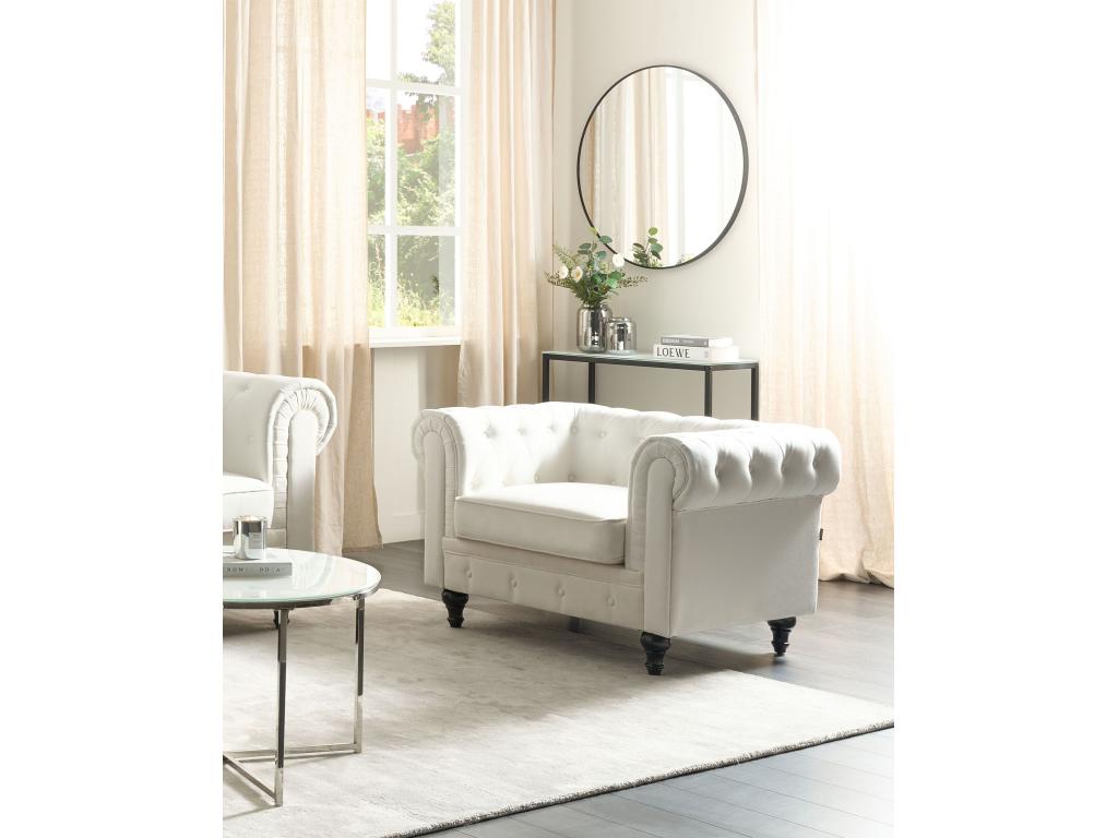 Sillón CHESTERFIELD Tela Blanco crema