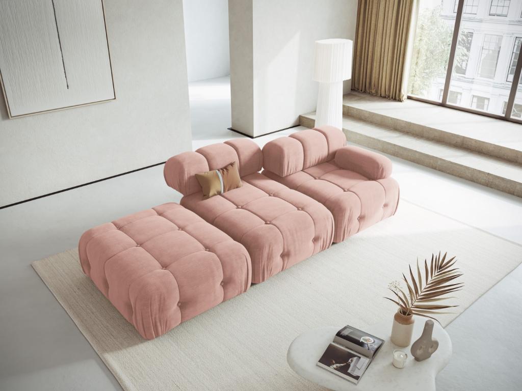 hogardiseno - Sofá modular izquierdo "Ferento" 3 plazas de tejido estructural rosa - 288x96x71cm