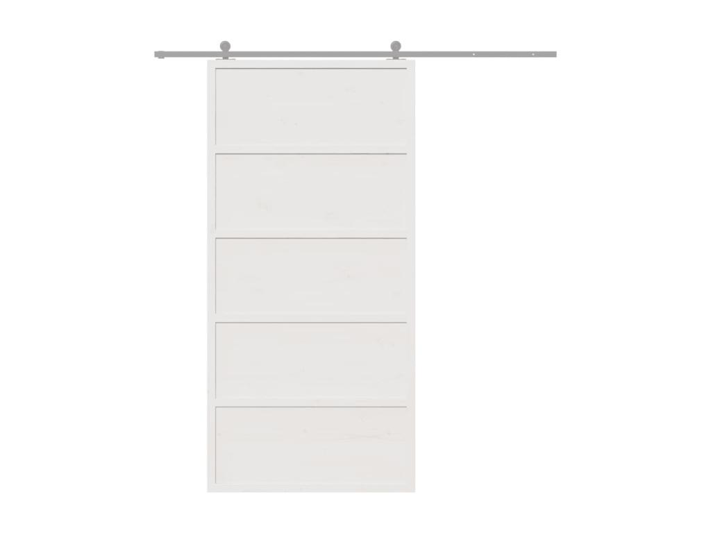 Puerta de granero madera maciza pino blanca 100x208 cm