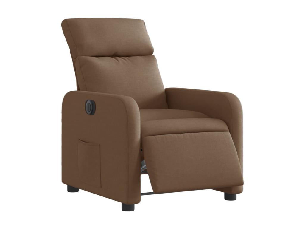 Sillón reclinable eléctrico de tela marrón