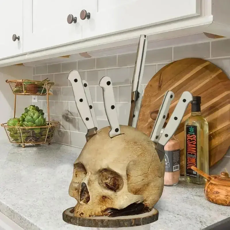 Gothic Skull Halloween Knife Block - Holds 7 Knives Gothic Skull Halloween Knife Block - Holds 7 Knives
