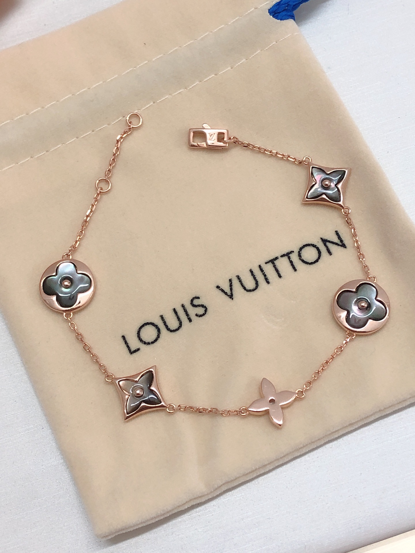 Louis Vuitton Rose Gold Gray Mother of Pearl Earrings Bracelet Necklace - Original Replica Club