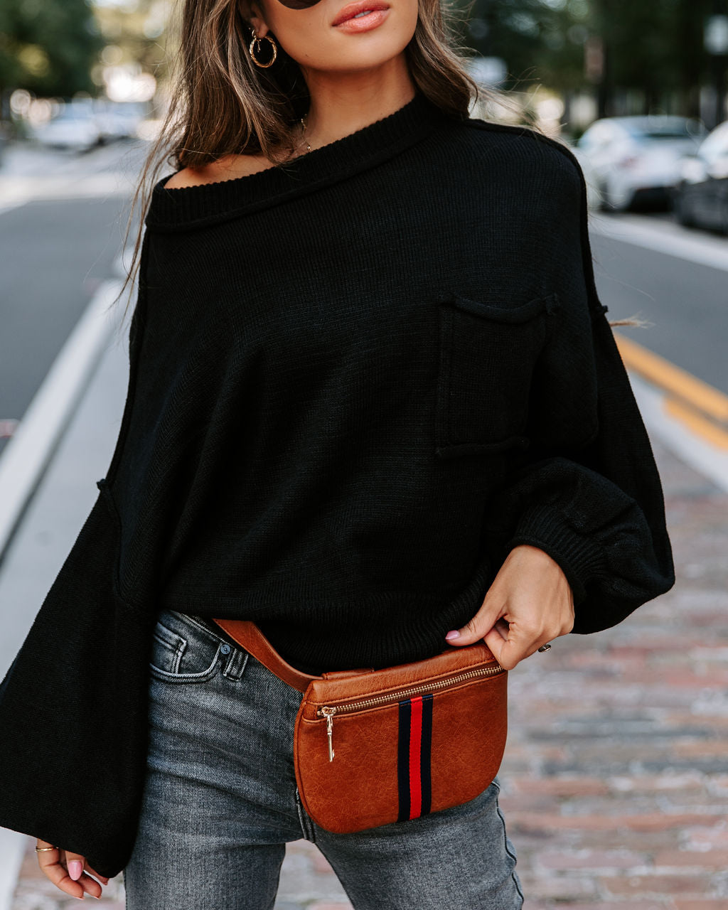 Mountain Gem Cotton Relaxed Sweater - Faded Black - Se7enfashion