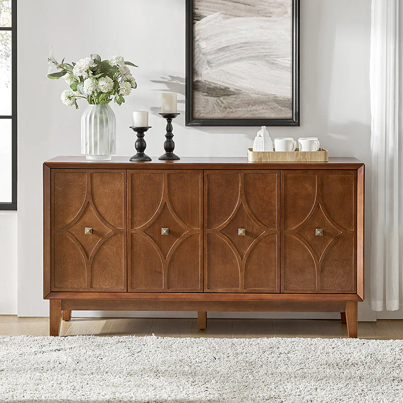 WAYFAIR Justo Mid-Century Style Adjustable Shelves Walnut Sideboard