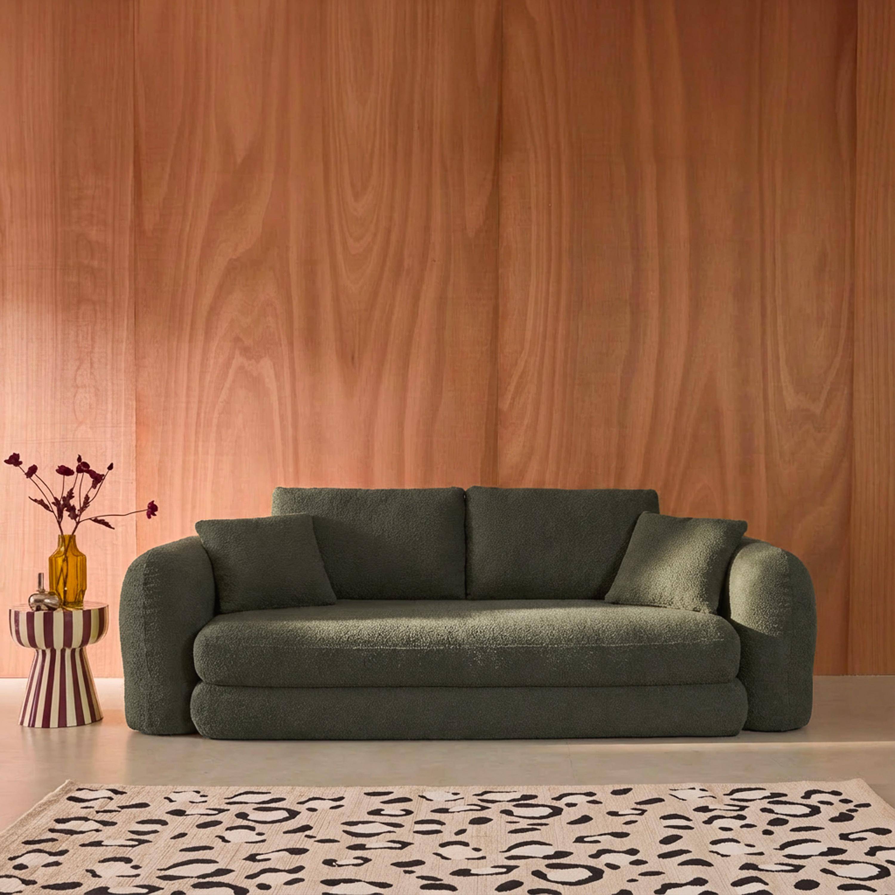 Sweeetch - Sofá cama en borreguito texturizado, 3 plazas