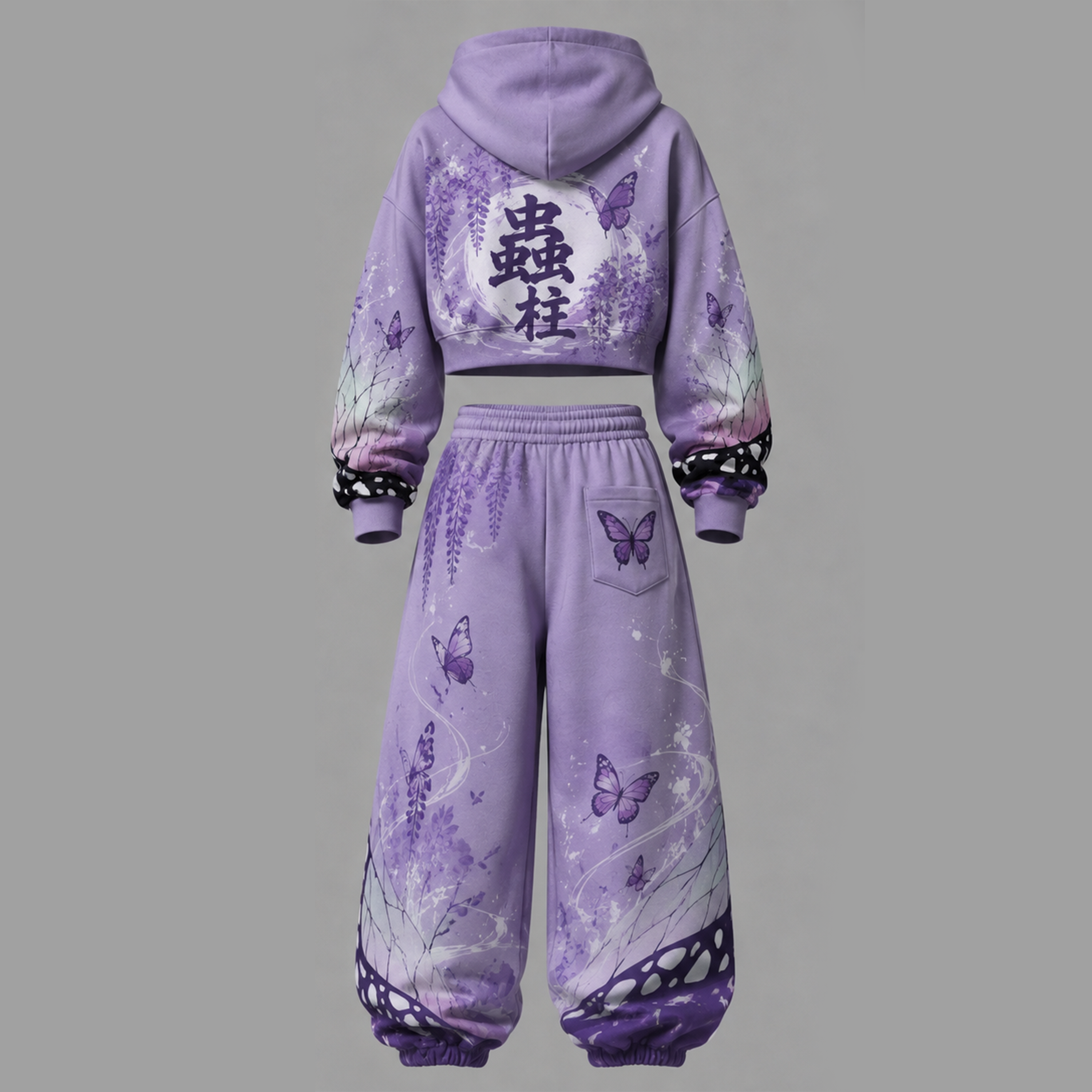 Demon Slayer Cropped Long Sleeve Hoodie & High Waist Jogger Pants Two Piece TeeThreads Sustain the Scene with Custom Apparel