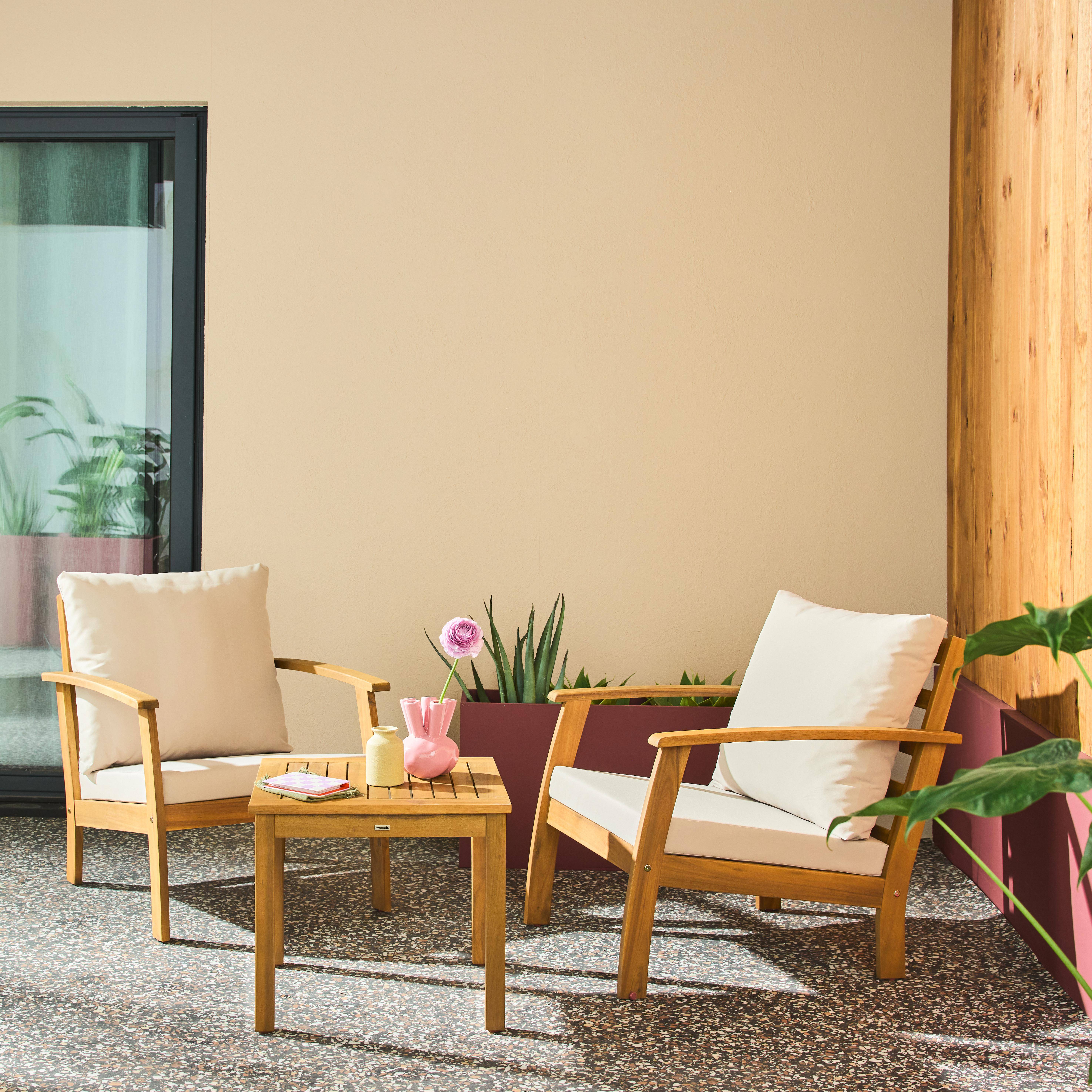 Ushuaia - Conjunto de jardín de madera de acacia, 2 plazas
