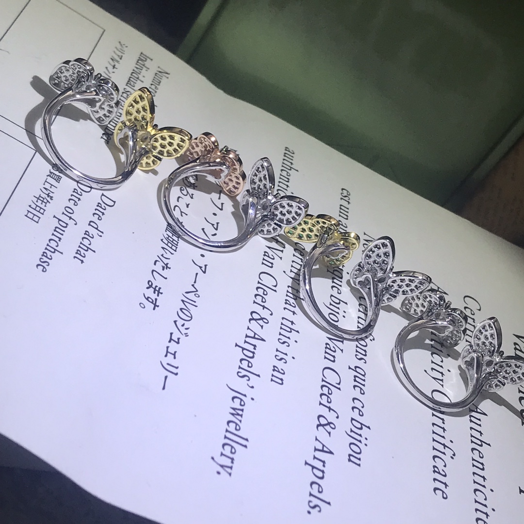 VCA Full Diamond Two Butterfly Between the Finger Ring - Original Replica Club