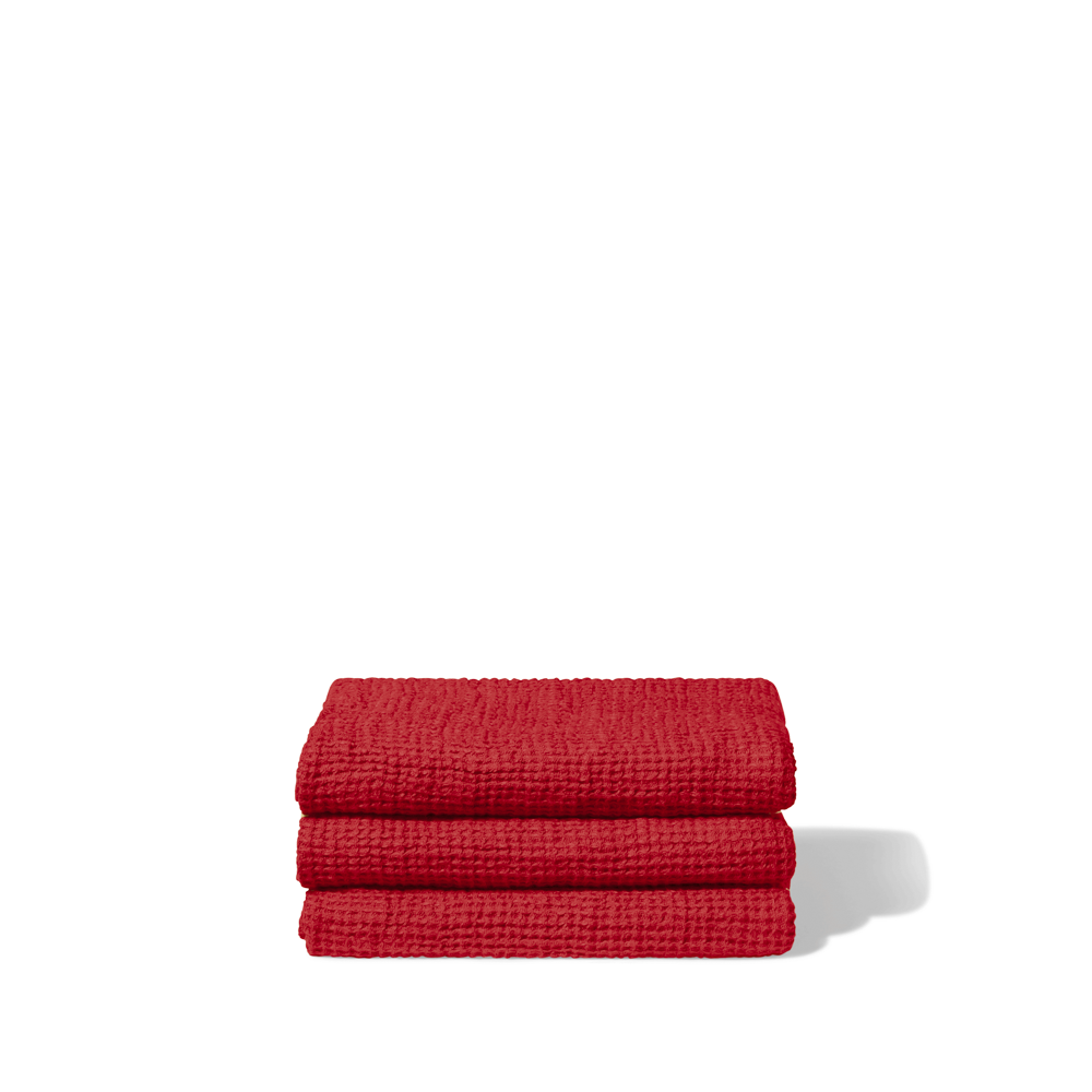 Serviette de bain en lin - Waffle - Rouge Vermillon
