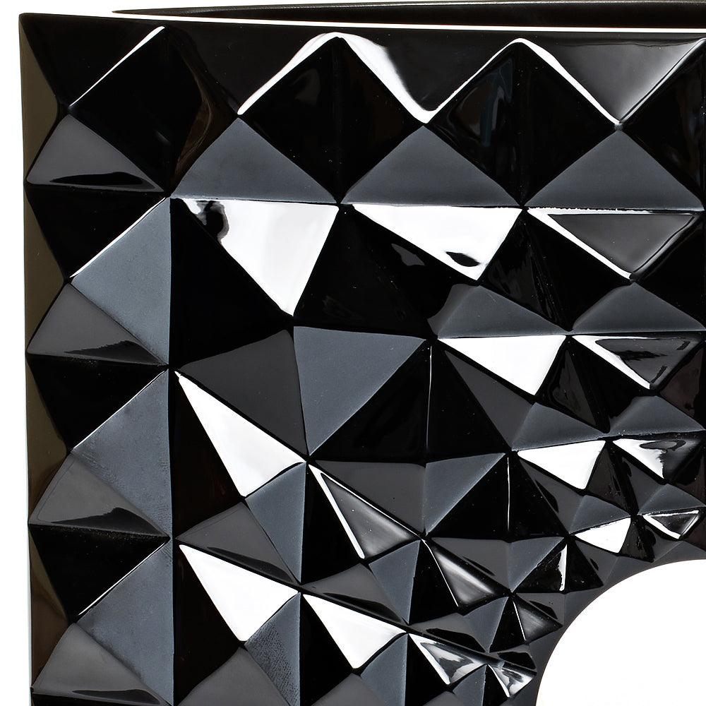 VASE GÉO MARIO BOTTA & LALIQUE 2016 - CRISTAL NOIR, TECHNIQUE DE LA CIRE PERDUE