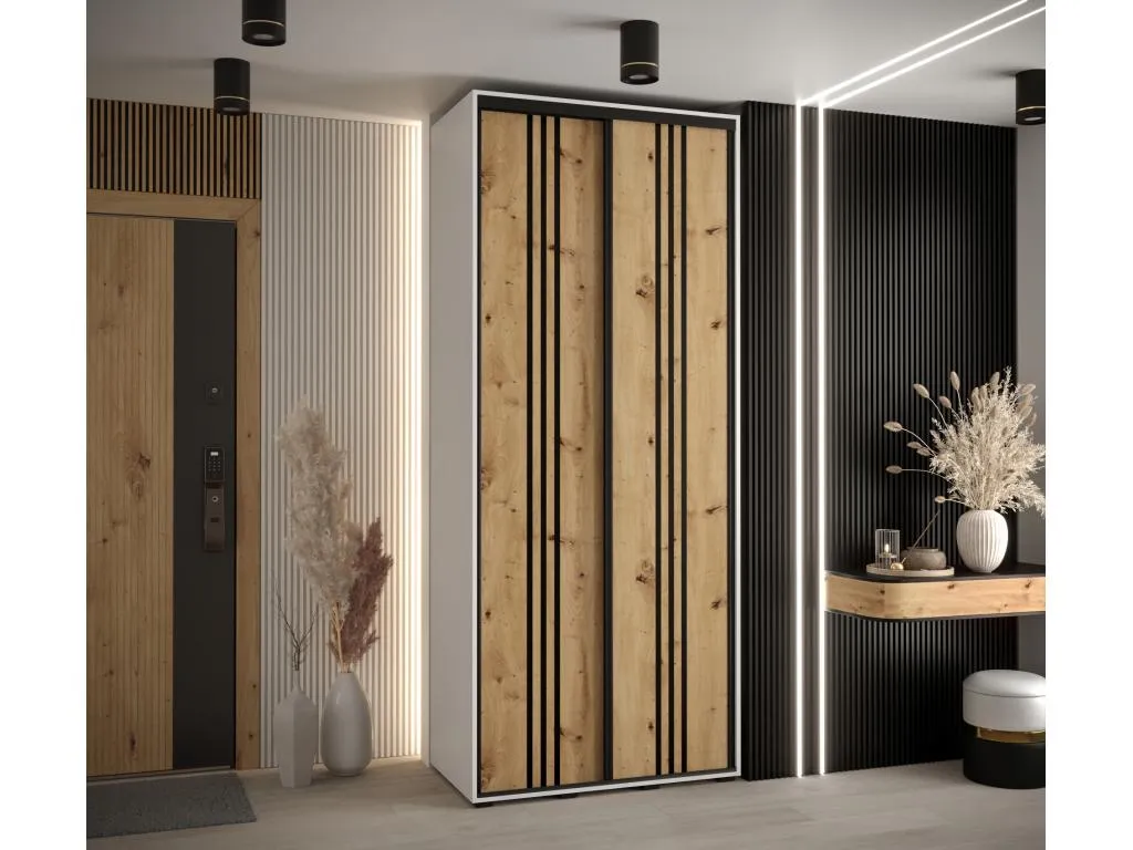 ARMARIO Sancaldeco 6 DE PUERTAS CORREDERAS 235.2/100/60 2 puertas (Artisan/Blanco/Negro) ZHUH86474