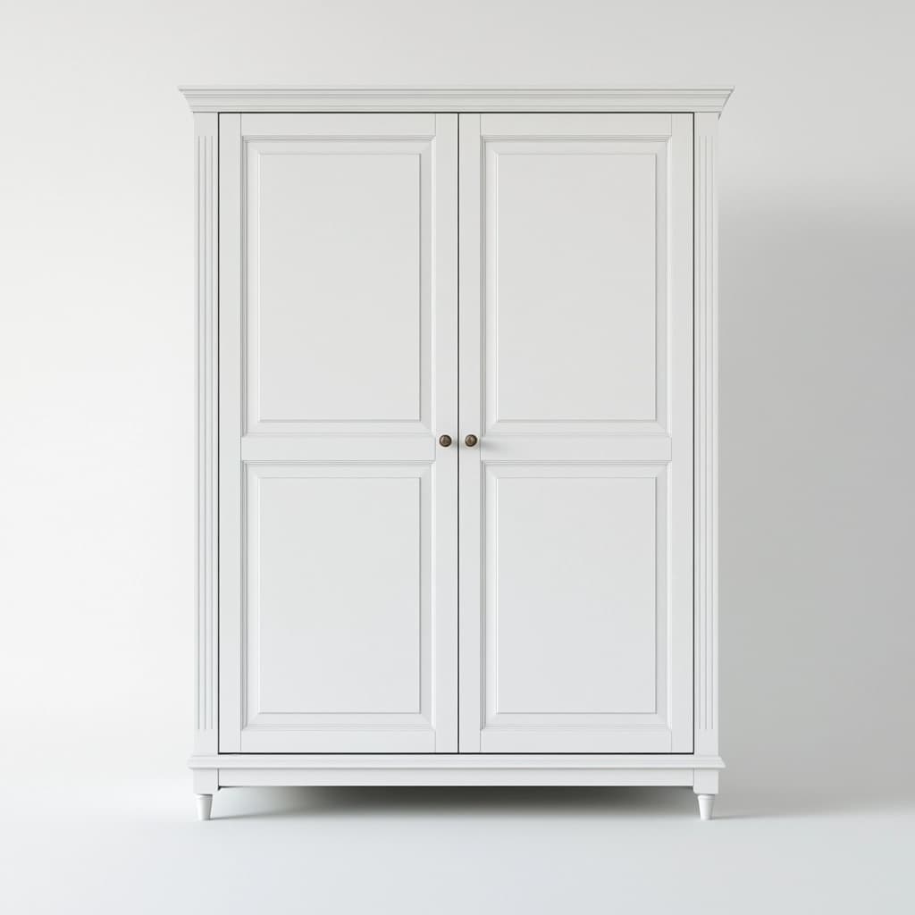 Armario de dormitorio clásico blanco de madera con puertas dobles almacenamiento amplio y diseño elegante 200x120x55 cm armario ropero