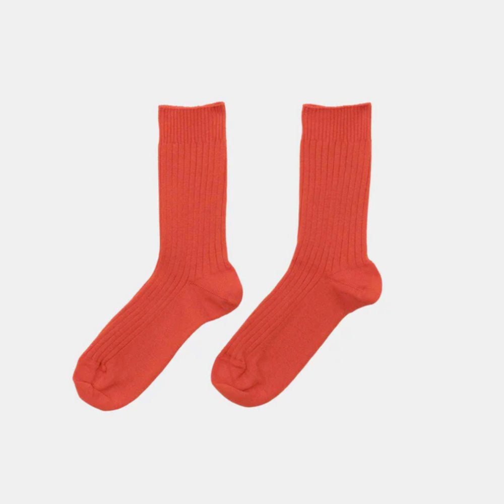 Baserange - Chaussettes Mi-Hautes Côtelées - Rouge Chilal