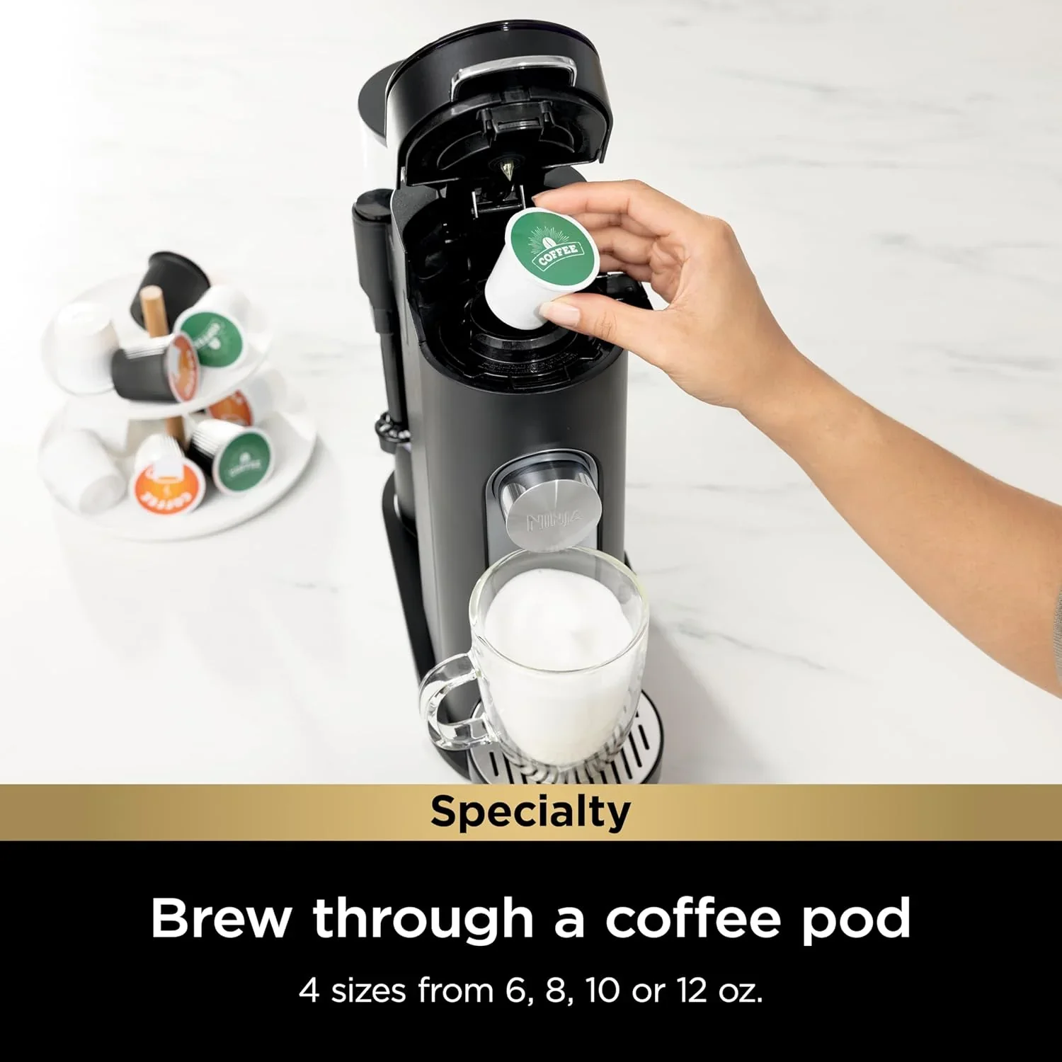 Ninja Coffee Maker Single Cup Brews with pods and grounds K-Cup compatible 4 brewing methods