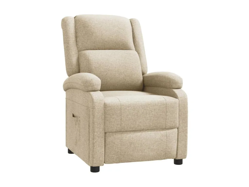 Sillón reclinable de tela crema