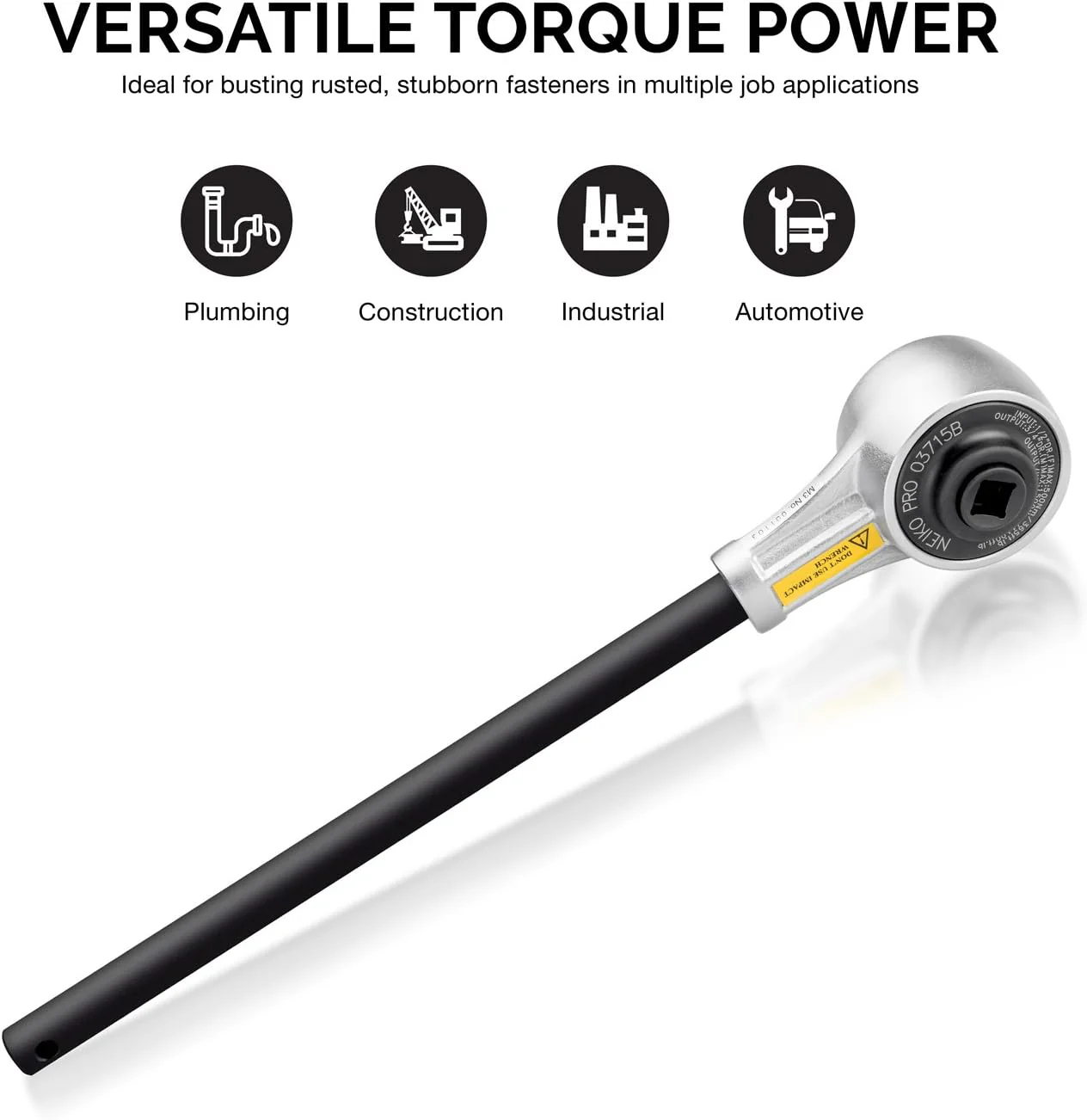 PRO 03715B 1/2" Drive Torque Wrench, 1100 Foot-Pound Heavy Duty Torque Multiplier Wrench, Cr-Mo and Chrome-Vanadium