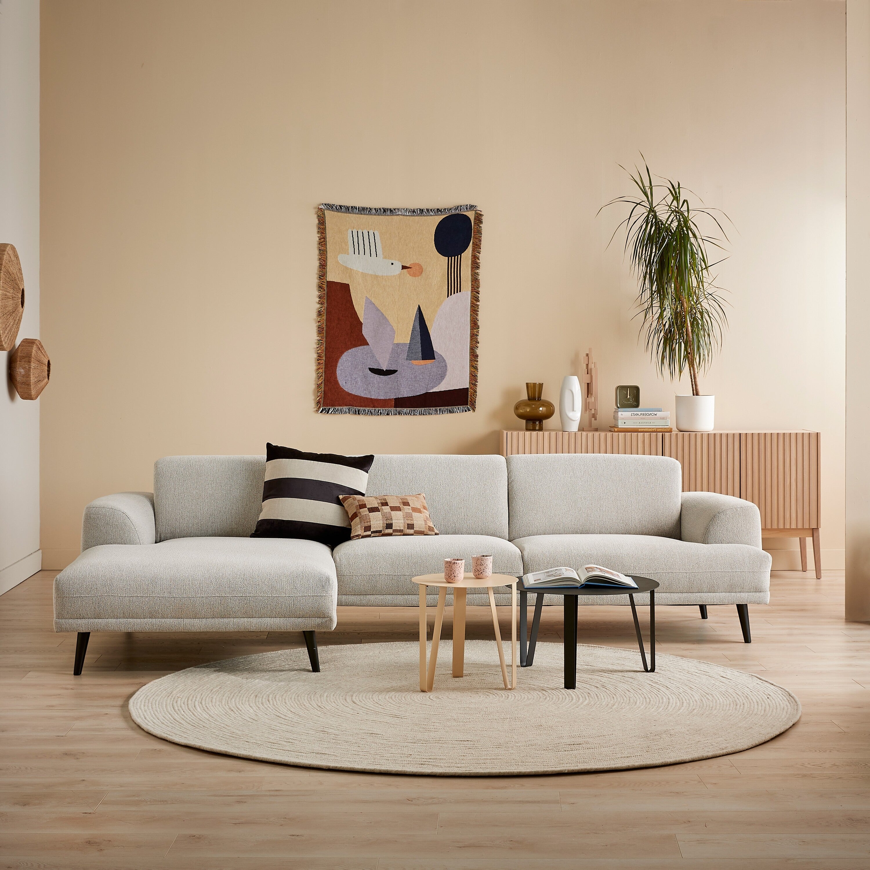 Blokker Flair Hoekbank met Chaise Longue Links - Naturel Melange