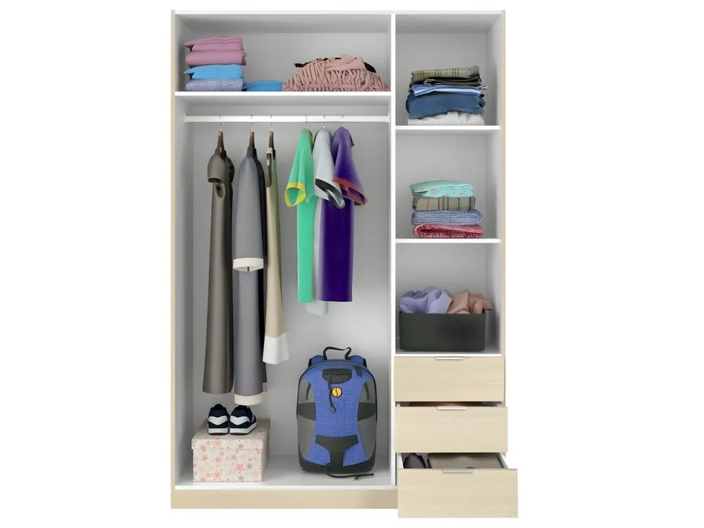 Armario Low Cost 3 puertas 3 cajones Hogarve 56030anwh
