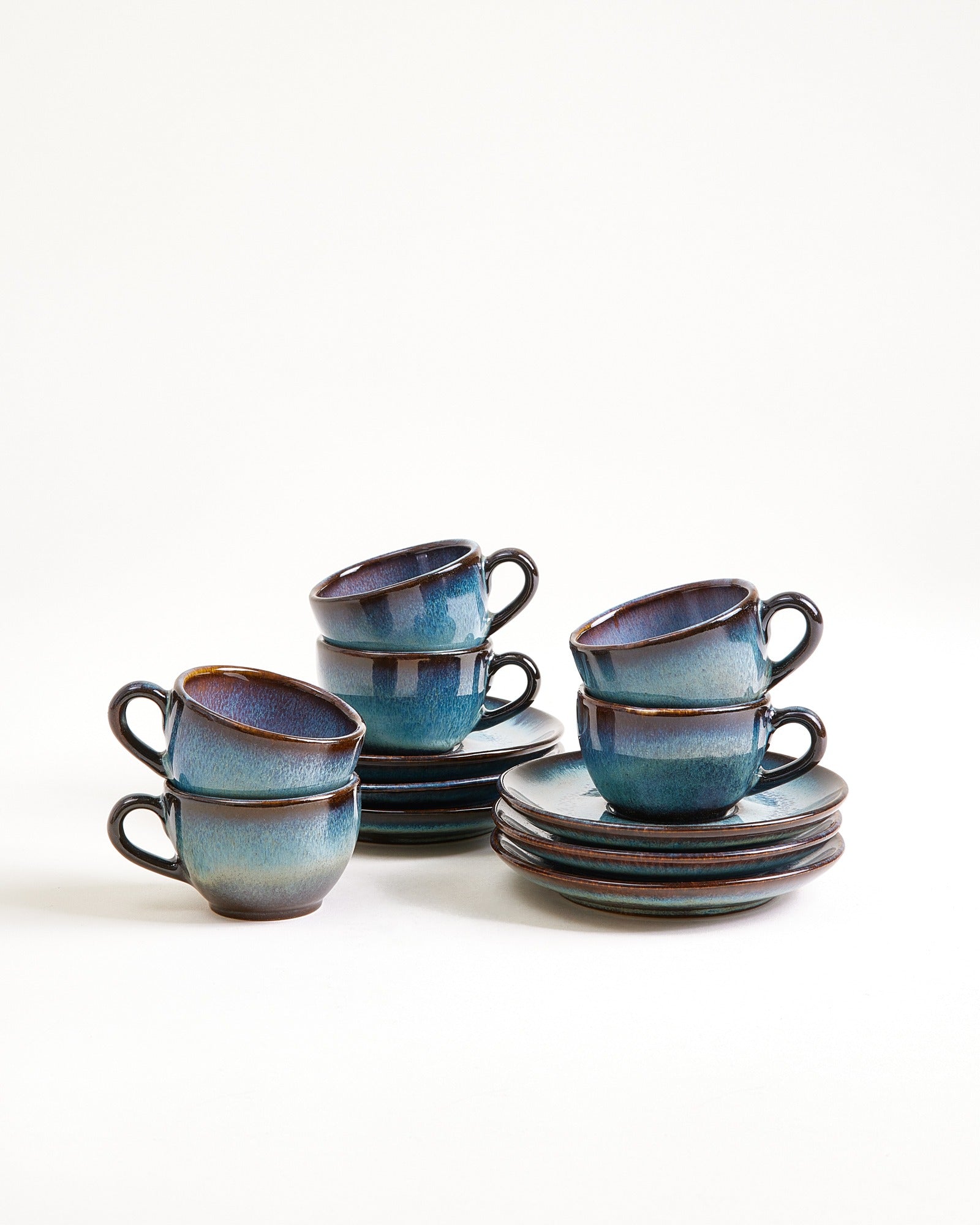Madeira Espressotasse & Espressountertasse classic grünblau 6er-Set