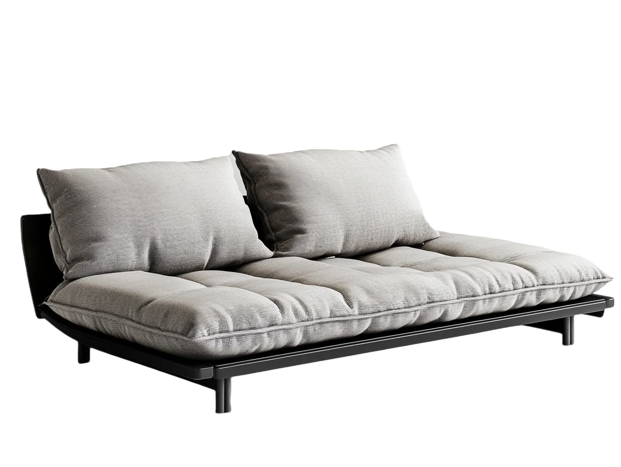 Sofá Cama Rectangular Tapizado Algodón Gris